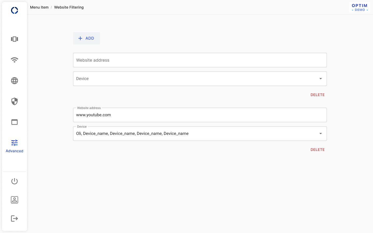 Website filtering